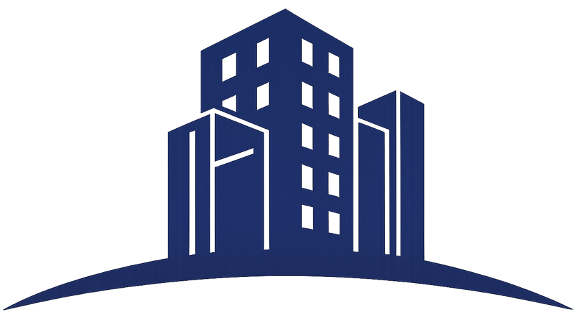 Blue logo buildings